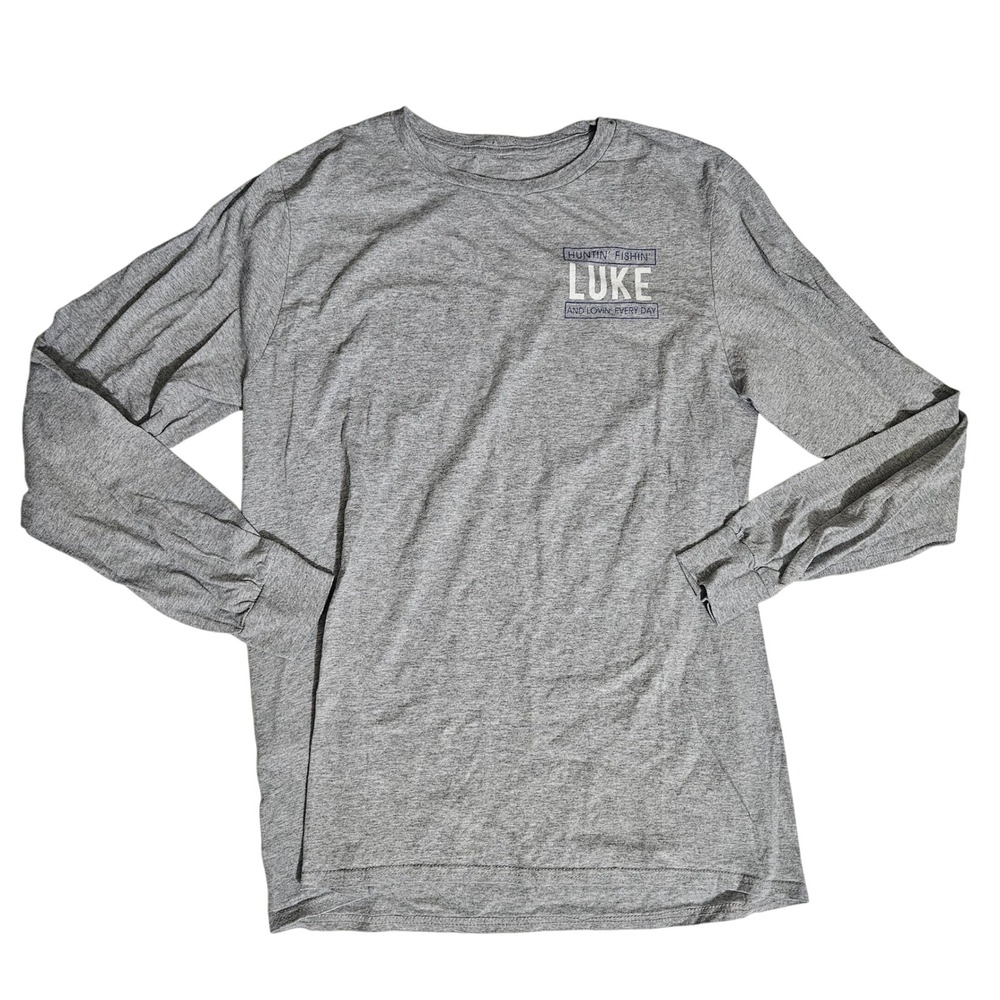 Luke Bryan Huntin Fishin Lovin Every Day Tour Shirt Mens Small Gray Long Sleeve - Picture 2 of 4